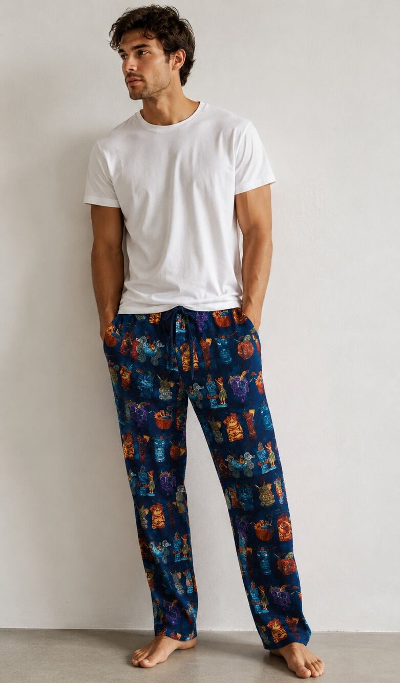 TOMMY BAHAMA Dark Blue Multicolor Tiki Cups Printed Holiday Vacay Lounge Pants S